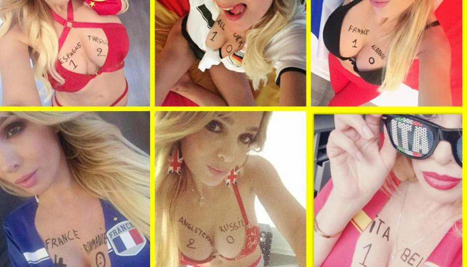 Virginie Caprice le ha dado un toque sensual a la Eurocopa con sus desatinados pron&oacute;sticos. (Foto: Twitter Virginie Caprice)