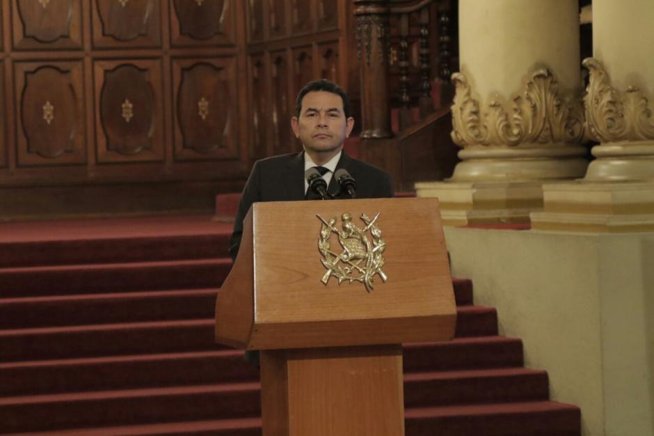 El presidente Jimmy Morales ofreci&oacute; una conferencia de prensa. (Foto: Alejandro Balan/Soy502)&nbsp;