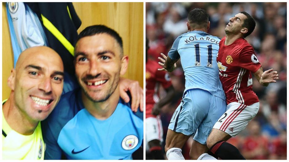 Kolarov perdi&oacute; un diente en un choque durante el derbi. (Fotos: Instagram/AFP)
