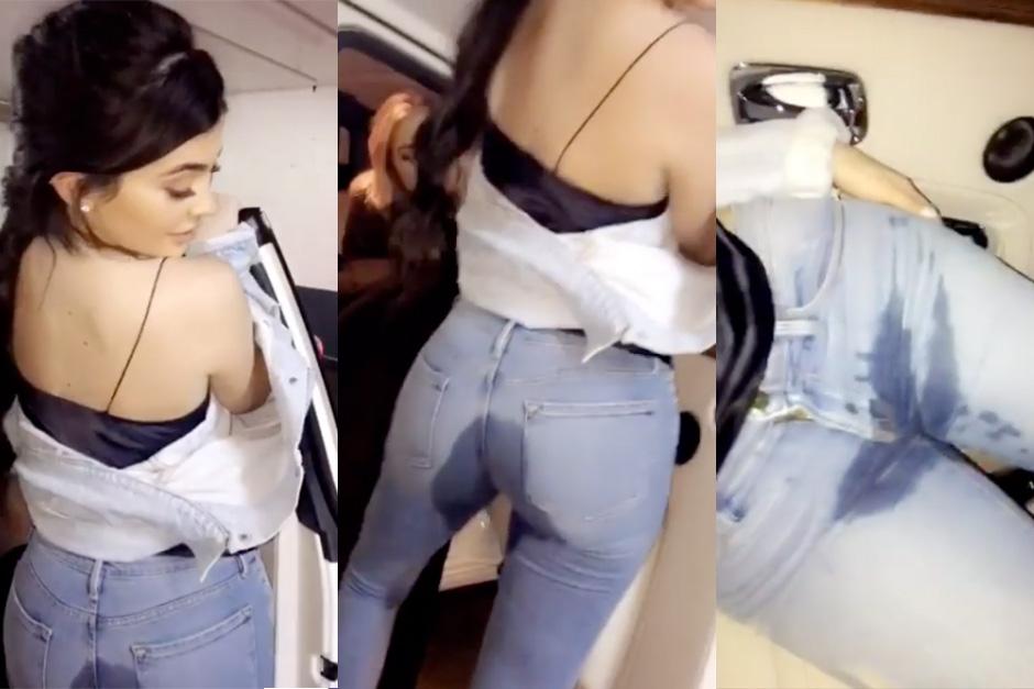 La hermana menor de Kim Kardashian comparti&oacute; en su cuenta de Snapchat varios videos que muestran su pantal&oacute;n mojado. (Foto: Snapchat)