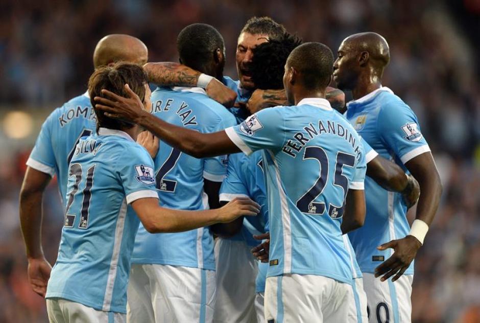 El City celebr&oacute; tres veces en su primer partido de la Premier League. (Foto: EFE)