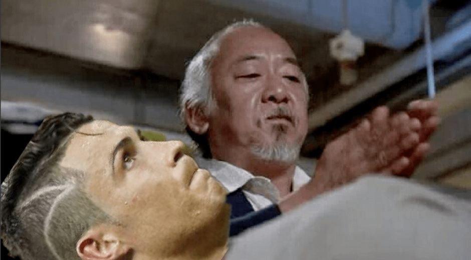 El se&ntilde;or Miyagi "intent&oacute; curar" a Cristiano en los memes. (Foto: Twitter)