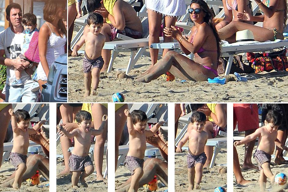 El peque&ntilde;o Thiago demostr&oacute; que al igual que su pap&aacute;, tiene habilidades en sus piernas con el bal&oacute;n. (Imagenes:&nbsp;dailymail.co.uk)