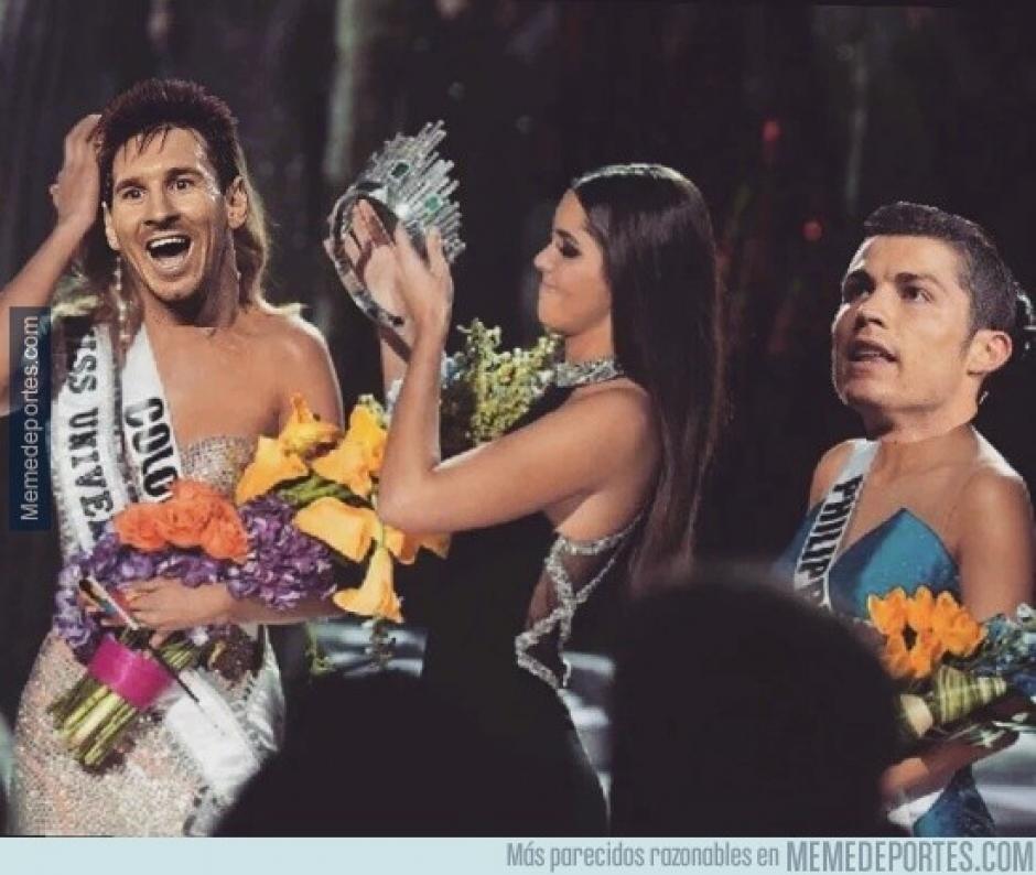 Algunos recordaron a Miss Universo durante la gala del Bal&oacute;n de Oro. (Foto: memedeportes.com)