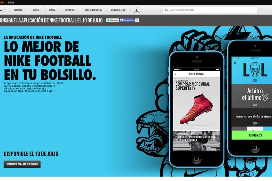 La aplicaci&oacute;n para dispositivos m&oacute;viles "Nike Football", que estar&aacute; disponible el jueves 10 de julio.