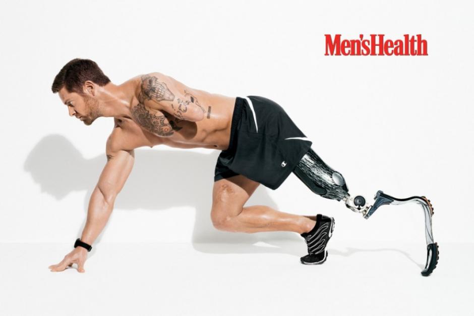Noah Galloway, un veterano de Guerra de Irak, al que le faltan un brazo y una pierna gan&oacute; el tradicional concurso anual de la revista Men's Health. (Foto&nbsp;Men's Health)