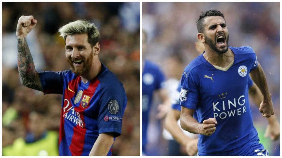 Messi, ganador en una encuesta, y Mahrez, en la otra. (Fotos: AFP)