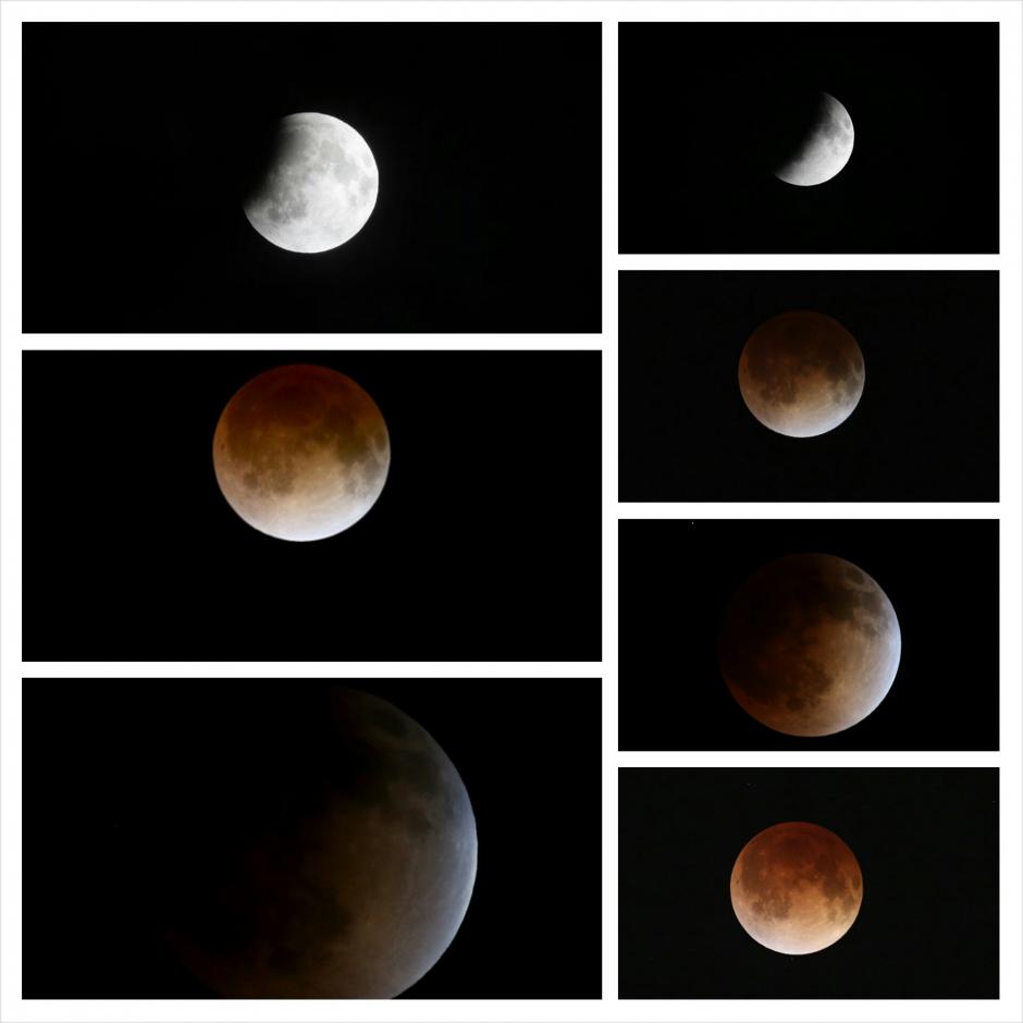 Esta es la secuencia como la Luna fue cubierta por la sombra de la Tierra. (Fotos: EFE y AFP)