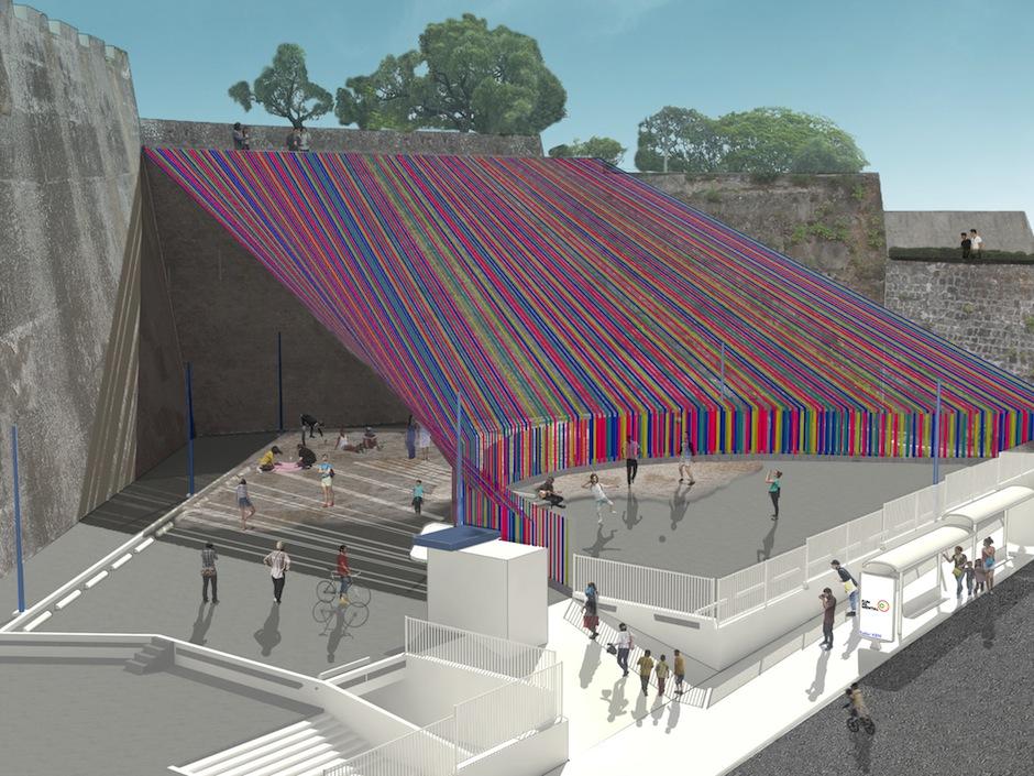 Un grupo de arquitectos internacionales tom&oacute; la Plaza Herradura del Teatro Nacional para transformarla. (Foto: Fundamental)