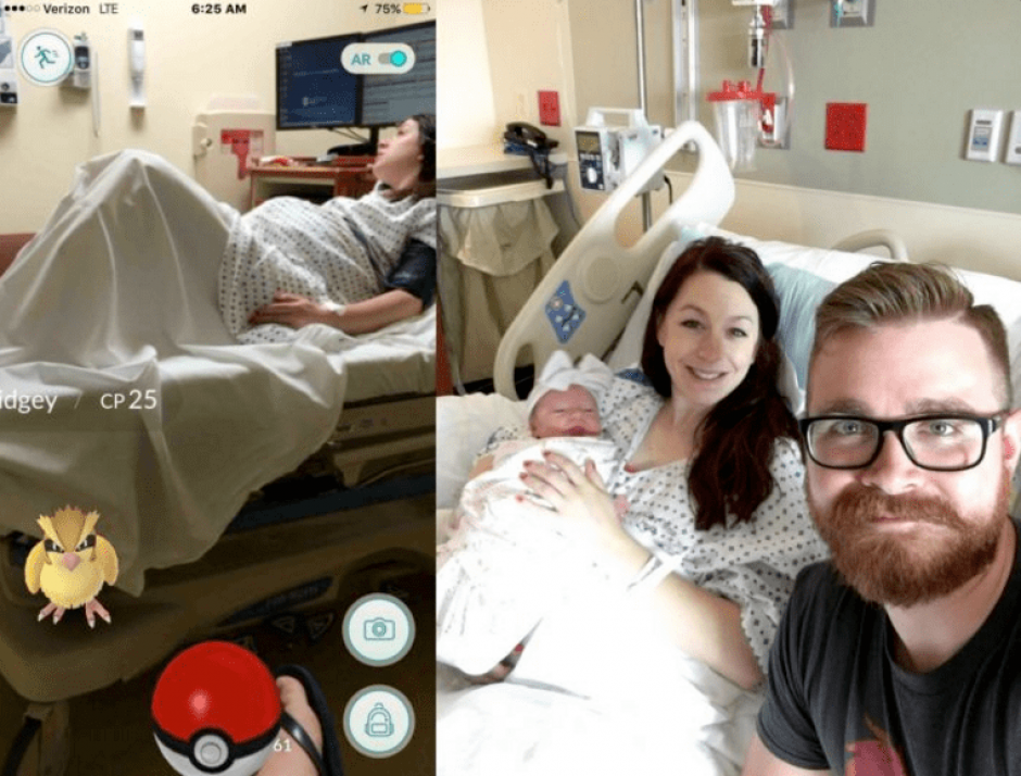 Este hombre atrap&oacute; a un Pok&eacute;mon mientras su esposa estaba en labor de parto. (Foto: Twitter)