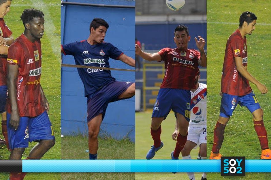 Marvin Ávila, Kevin Santamaría, Marco Tulio Ciani y Sergio Trujillo, son los cuatro jugadores que participaron con Municipal en el Torneo Clausura 2015; su resultado fue adverso en el dopaje. (Foto: Soy502)