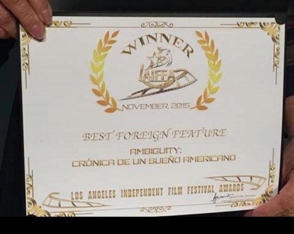 La pel&iacute;cula guatemalteca Ambiguity recibe el premio a mejor pel&iacute;cula extranjera en Los &Aacute;ngeles, California. (Foto: Ambiguity)&nbsp;