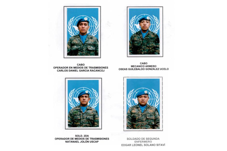 El ej&eacute;rcito de Guatemala identific&oacute; a los cuatro soldados que resultaron heridos en actividades militares en la Rep&uacute;blica del Congo. (Foto: Ministerio de la Defensa)&nbsp;