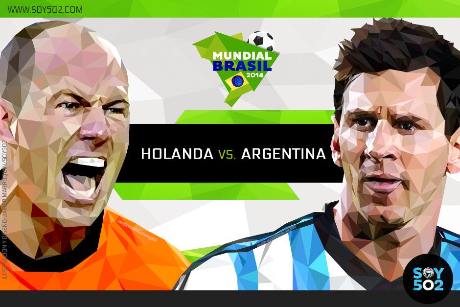 Argentina y Holanda buscan un boleto para la final. La albiceleste quiere su tercera Copa y Holanda coronarse por primera vez en su historia. (Dise&ntilde;o: Soy502)