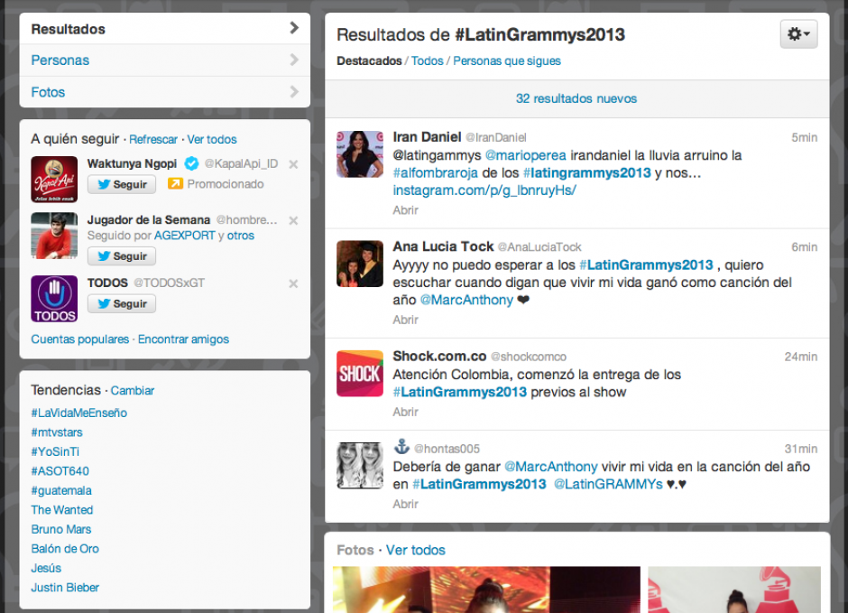 Inicio de la gala de los "Latin Grammy 2013" es comentado por cientos de usuarios de Twitter.