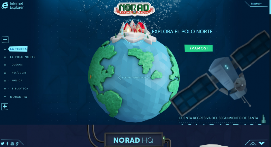 Puedes descargar la aplicación de NORAD y empezar a disfrutar de cada uno de los pasos de Papá Noel hasta nochebuena. (Captura de imagen: NORAD)