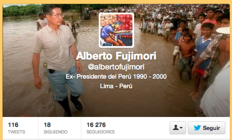     Alberto Fujimori agradece en su cuenta de Twitter tras operaci&oacute;n.