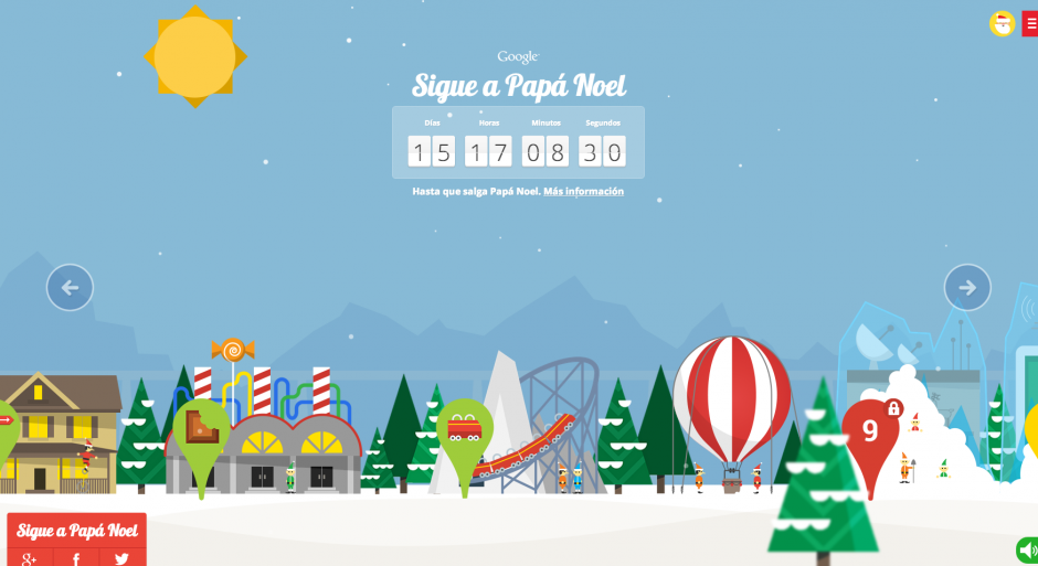 Google, estreno el sitio ‘Santa Tracker’, para seguir los pasos de Santa Claus. (Captura de imagen: SantaTracker)