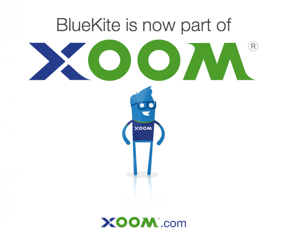 El sitio de BlueKite anuncia que ahora es propiedad de Xoom. (Foto: Soy502)