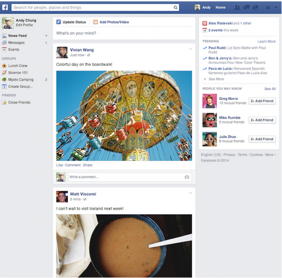Esta ser&aacute; la nueva imagen de la p&aacute;gina principal de Facebook (Foto: Blog de Facebook)&nbsp;