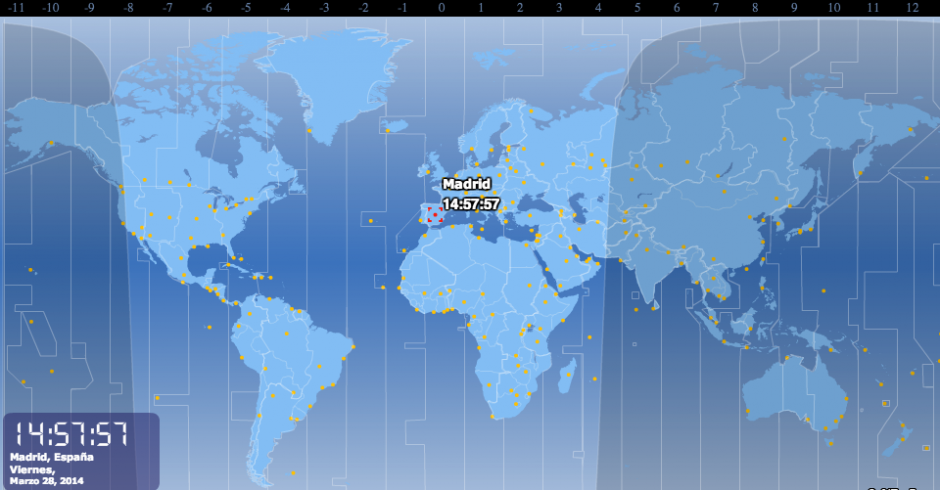 La zona horaria de la Uni&oacute;n Europea cambiar&aacute; a partir de la madrugada del domingo. (Imagen de 24timezones.com)