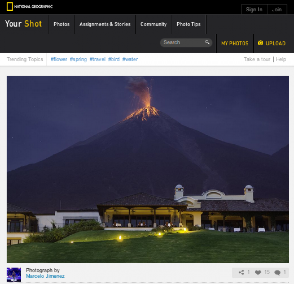En Guatemala acapar&oacute; las portadas de los medios digitales y escritos por ser una imagen espectacular. El autor, Marcelo Jim&eacute;nez, concursa ahora en el portal de National Geographic para que la foto pueda ser vista por los editores.