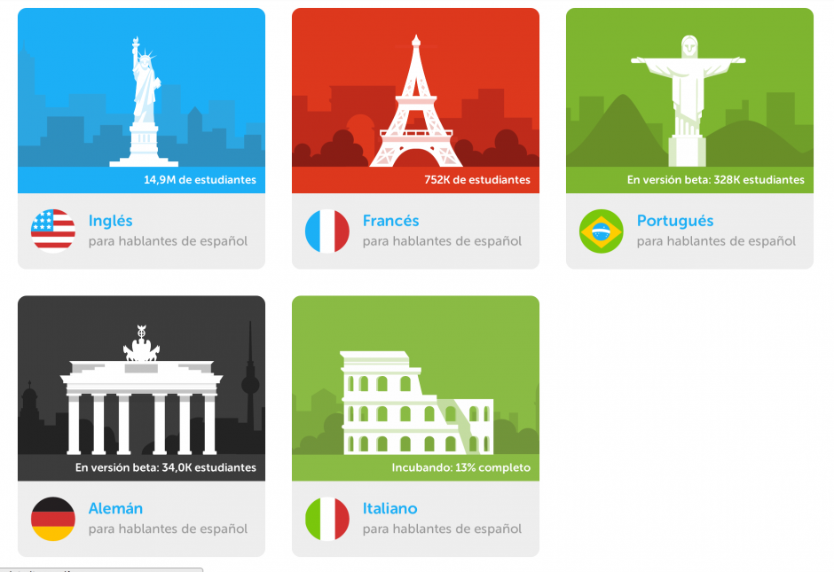 Actualmente la aplicaci&oacute;n permite aprender 5 idiomas.&nbsp;