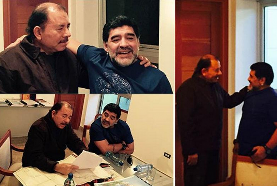 Maradona estuvo 30 horas en Nicaragua, sostuvo charlas privadas con el presidente de ese pa&iacute;s, Daniel Ortega. Prometi&oacute; "regresar". (Foto: Twitter)