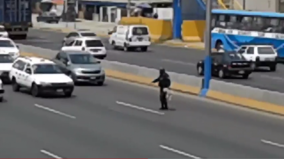 El polic&iacute;a se apiad&oacute; del perro e hizo su mayor esfuerzo para llevarlo a un sitio seguro.&nbsp;