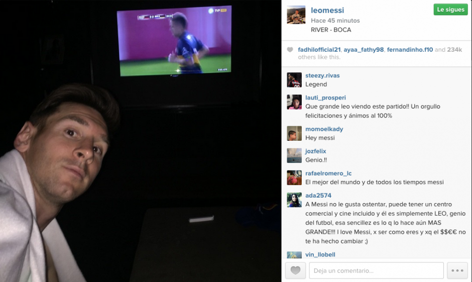 Como buen representante y amante del fútbol, Messi no se podía perder el encuentro entre los dos equipos más grandes de Argentina.