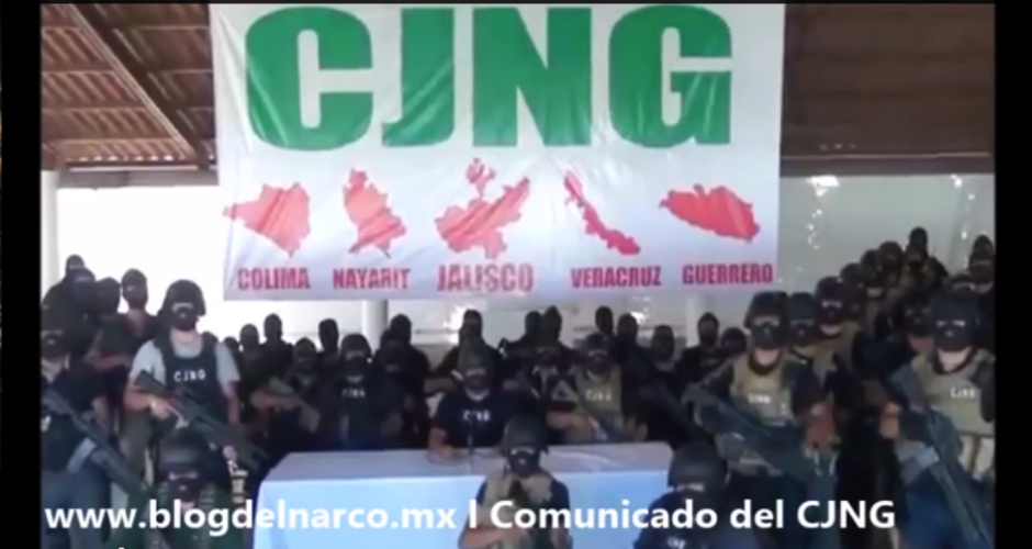 C&aacute;rtel Jalisco Nueva Generaci&oacute;n (CJNG) de M&eacute;xico, se atribuy&oacute; un comunicado publicado en youtube, en el que amenaza al gobierno mexicano y pide el apoyo de los comunitarios de Michoac&aacute;n.