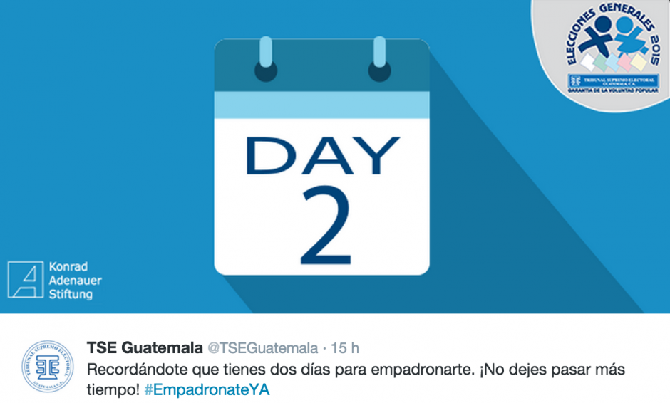 El Tribunal Supremo Electoral lanz&oacute; una campa&ntilde;a para llamar a empadronarse bas&aacute;ndose en el nacionalismo, pero en las im&aacute;genes decidi&oacute; utilizar como idioma el ingl&eacute;s.&nbsp;