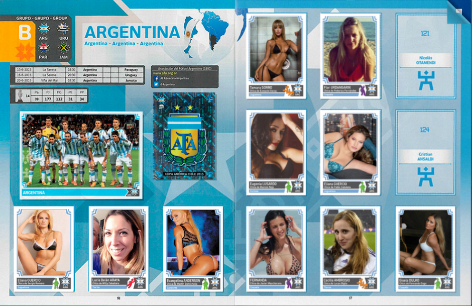 La selecci&oacute;n de Argentina es una de las que menos espacios vac&iacute;os tiene en sus p&aacute;ginas del curioso &aacute;lbum. (Imagen: laschicasdelfutbol.cl)