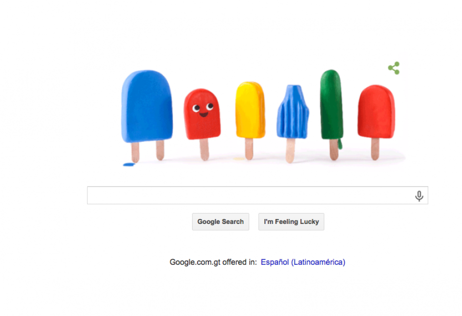 Seis helados de varios colores son el referente del doodle de Google por la llegada del Solsticio. (Foto: Google)&nbsp;