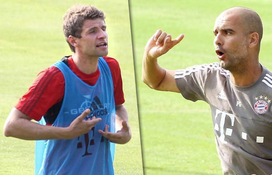 M&uuml;ller y Guardiola tuvieron una discusi&oacute;n acalorada en el entrenamiento del lunes del Bayern Munich. (Foto: bild.de)