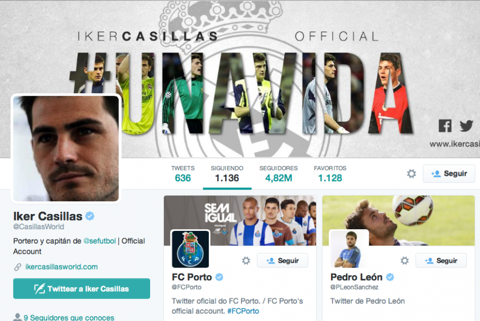 Iker Casillas ya sigue y es seguido por el @FCPorto en Twitter. (Imagen: Twitter)