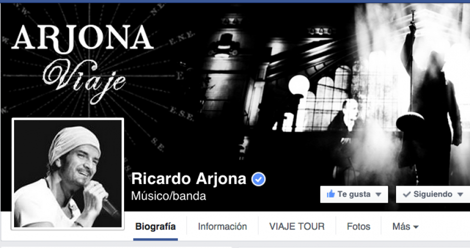 Arjona supera los 17 millones de "likes" en su fanpage de Facebook.&nbsp;