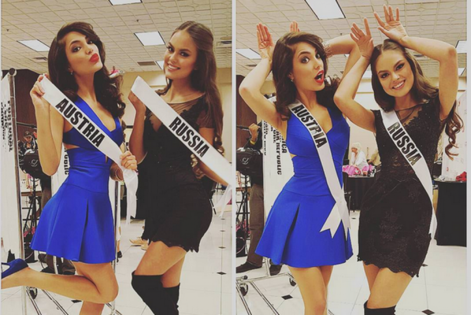 La reinas de belleza de Austria y Rusia desatan la pol&eacute;mica en el Miss Universo 2015. (foto: Miss Universo)