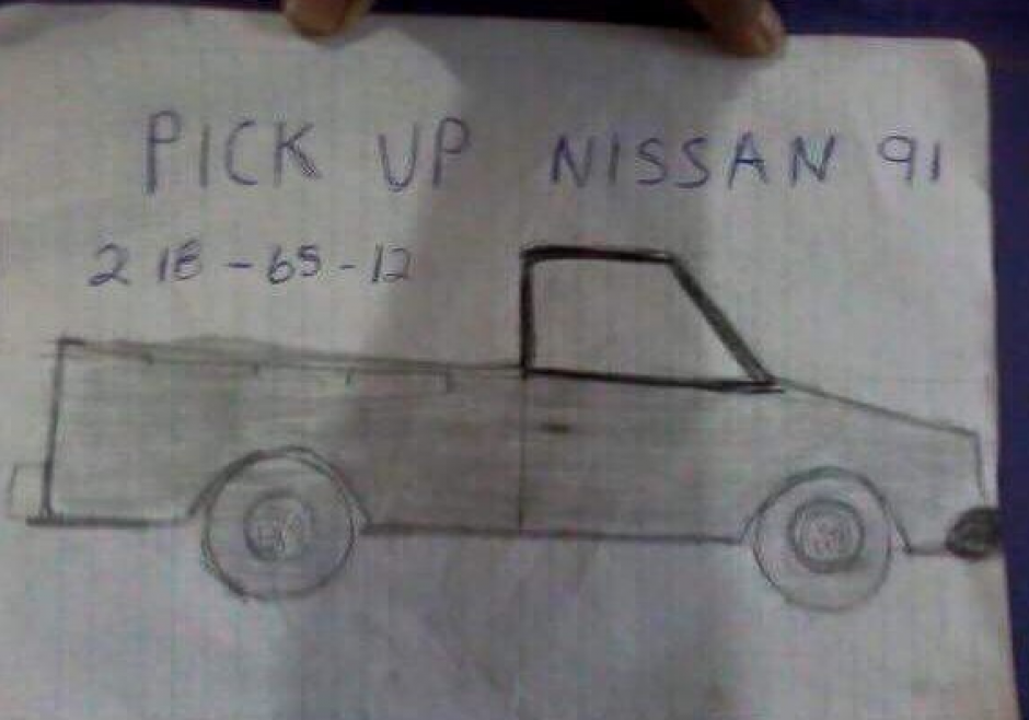 La mujer en Hermosillo, México, dibujó su camioneta robada y la publicó en la red social de Facebook, lo que fue motivo de críticas. (Foto: Facebook)&nbsp;