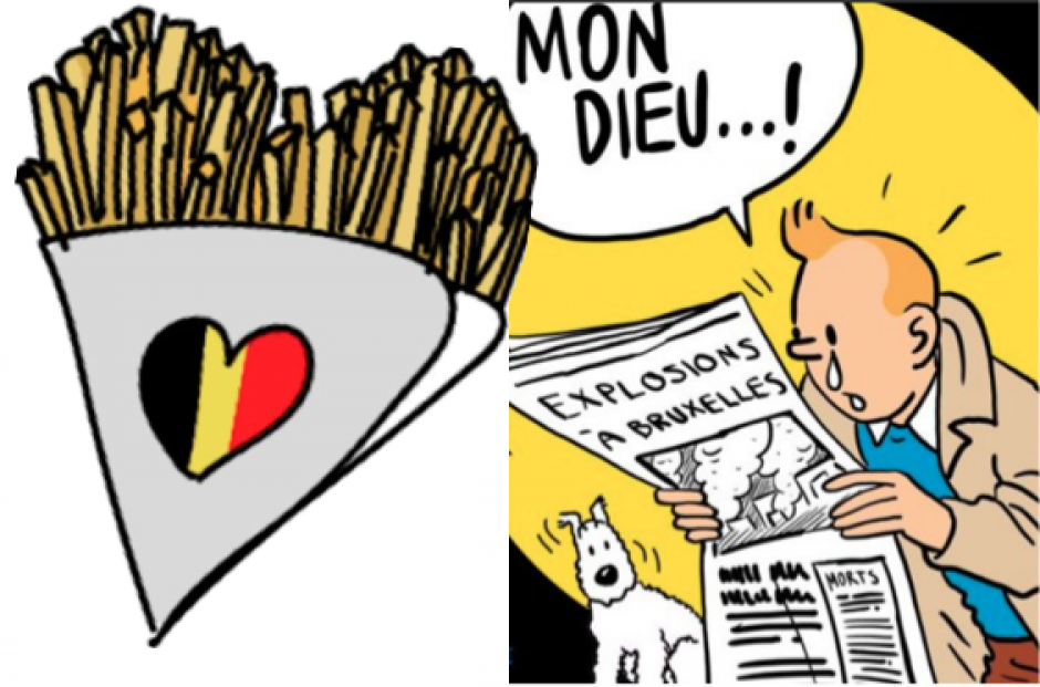 Tanto las papas fritas como el personaje de Tint&iacute;n son iconos belgas. (Foto Twitter)