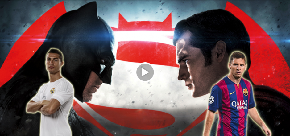 Lionel Messi y Cristiano Ronaldo, se enfrentan en una épica batalla en la parodia de la película Batman vrs. Superman. (Imange: rpp.pe)