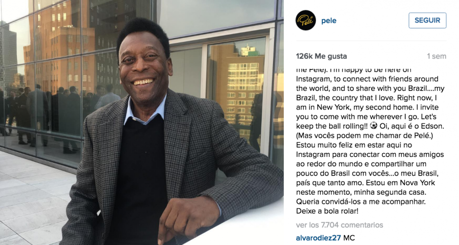 Pele inici&oacute; su interacci&oacute;n con los seguidores en Instagram. (Foto: Captura de imagen)
