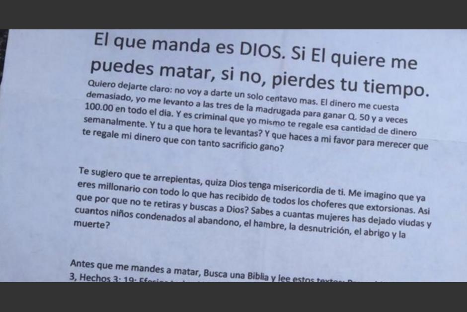 La desgarradora carta fue encontrada en el cuarto del piloto de bus asesinado. (Foto: La Hora)