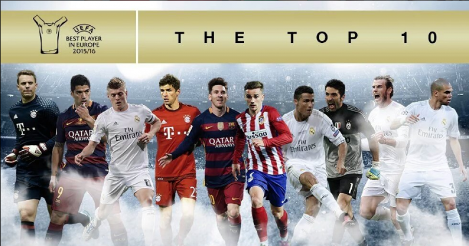 La imagen que public&oacute; la UEFA con los 10 candidatos. (Foto: UEFA.com)