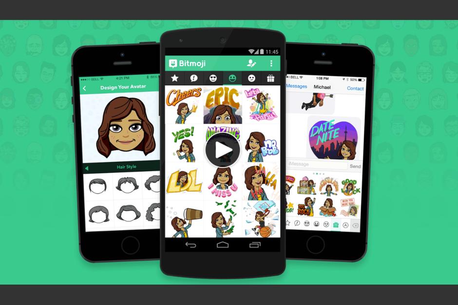 Bitmoji la aplicación para diseñar caricaturas para usar en tus conversaciones de Snapchat. (Captura de pantalla: Bitmoji)