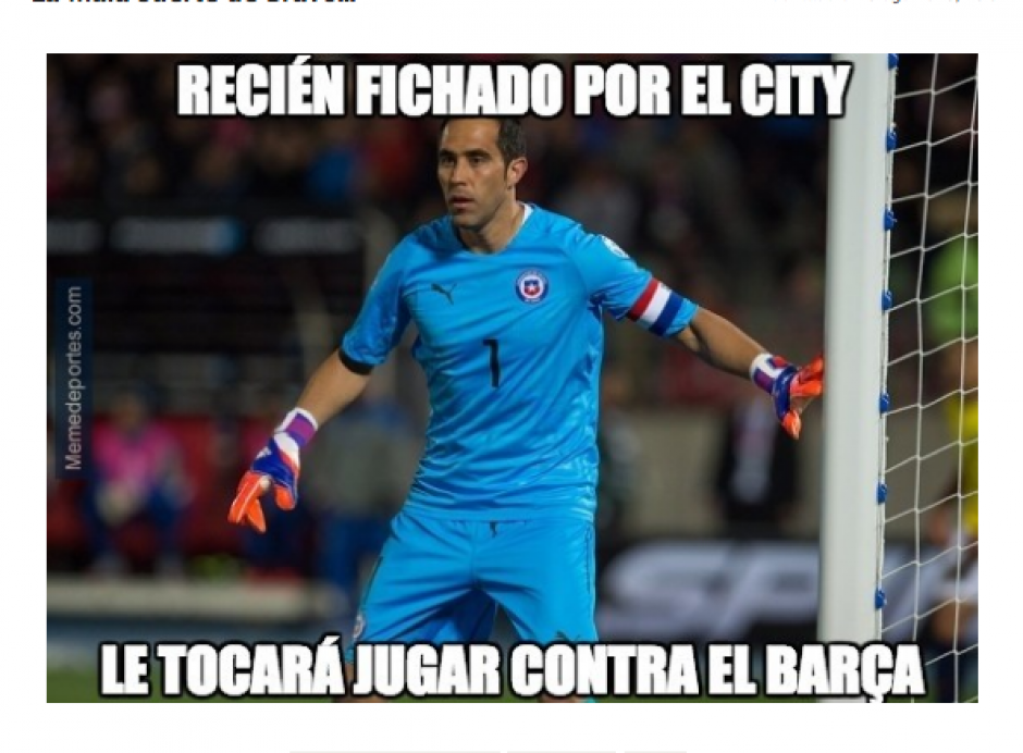 Claudio Bravo se va del Barcelona al Manchester City. (Foto: MemeDeportes)