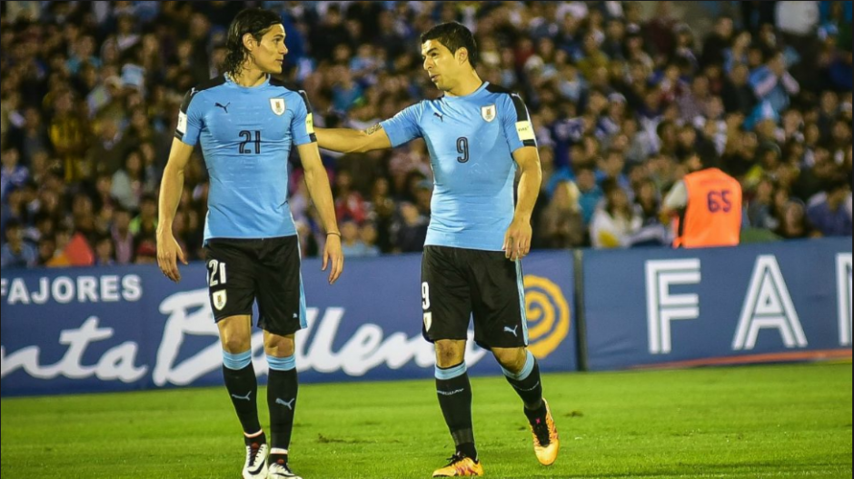 Luis Su&aacute;rez y Edinson Cavani, compa&ntilde;eros en Uruguay. (Foto: Sport.es)