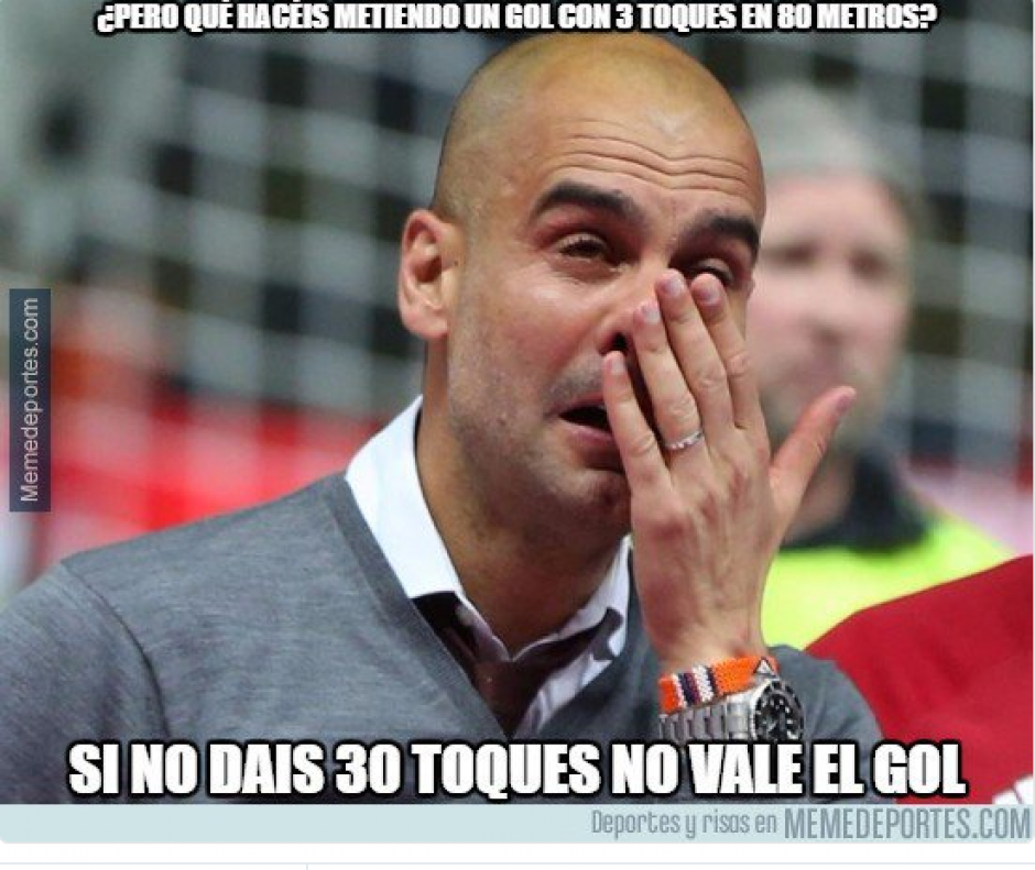 Guardiola, a pesar de ganar, tambi&eacute;n fue v&iacute;ctima de los memes. (Foto: Twitter)