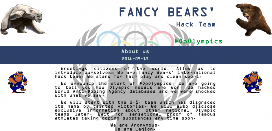 La p&aacute;gina de Fancy Bears explica que est&aacute;n "sorprendidos" por lo encontrado. (Foto: P&aacute;gina Fancy Bears)