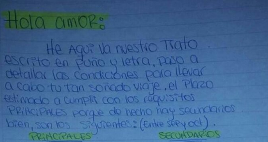 Imagen del "dulce" primer p&aacute;rrafo del contrato. (Imagen: Facebook)